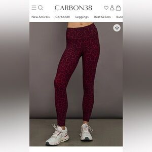 Carbon38 Burgundy Leopard Print Leggings New Size Small